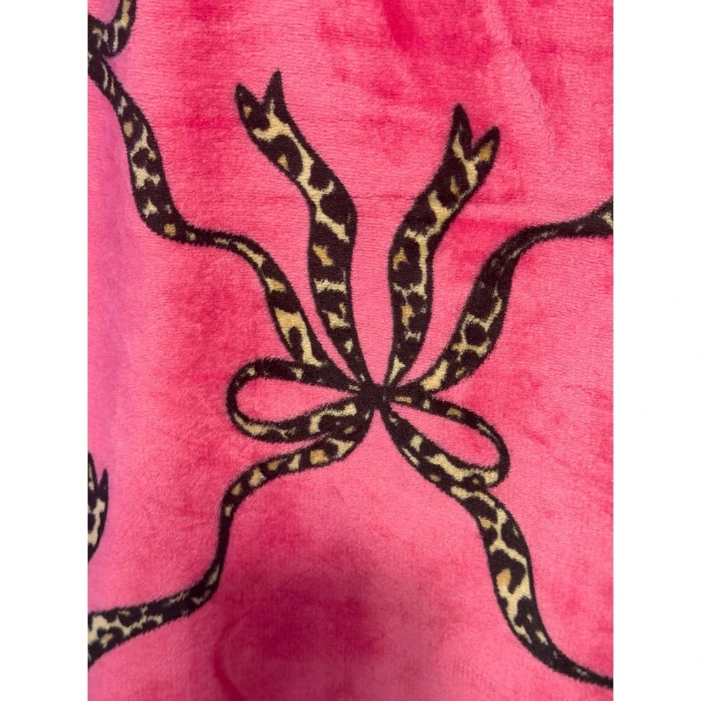 Juicy Couture Pink Leopard Bow Plush Printed Throw Blanket 50x60 Twin NWT